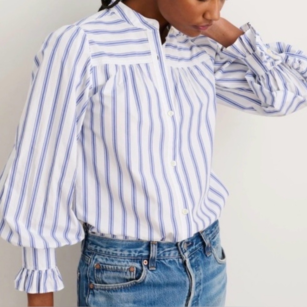 ALEX MILL LEE RUFFLE CUFF BUTTON UP BLOUSE SHIRT~MED~